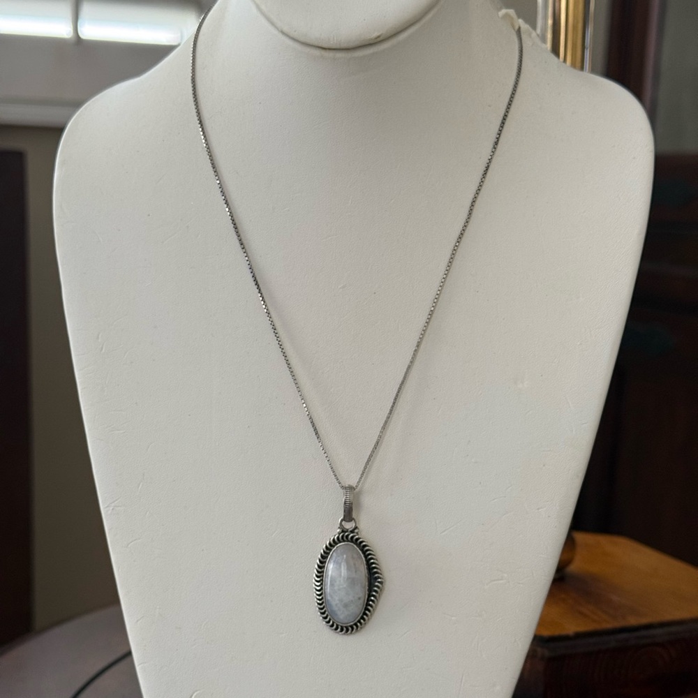 Natural Moonstone Solid Sterling Silver Pendant A… - image 2